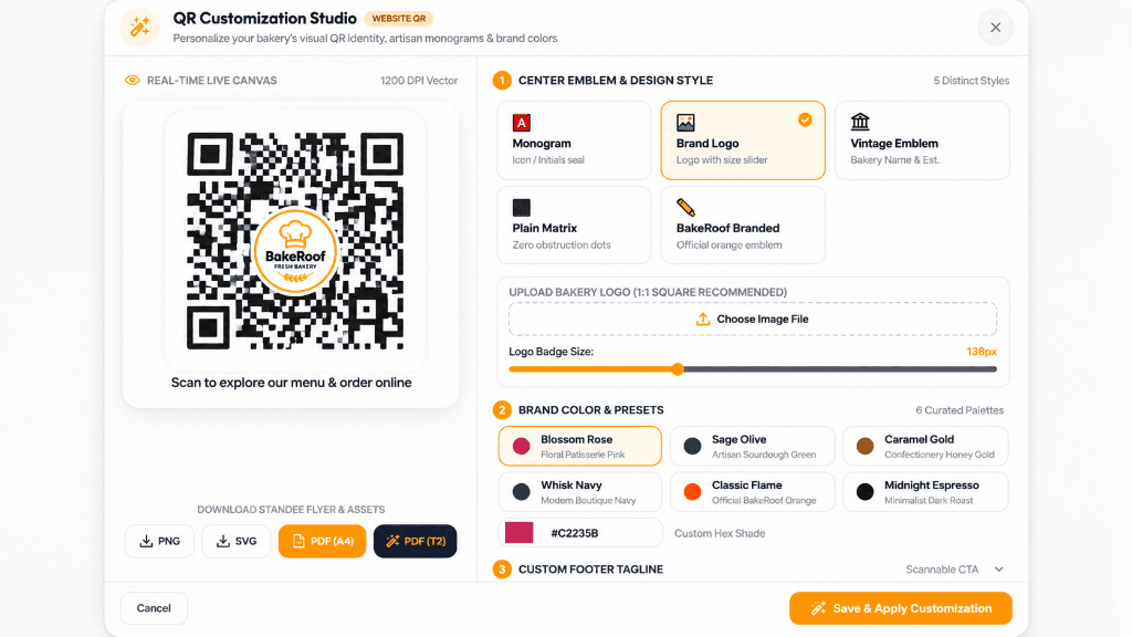 Personalize Your Bakery's Visual QR Identity with Custom Emblems & Colors